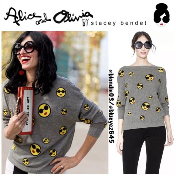 Alice + Olivia “Bai” emoji sweater M - Picture 1 of 5